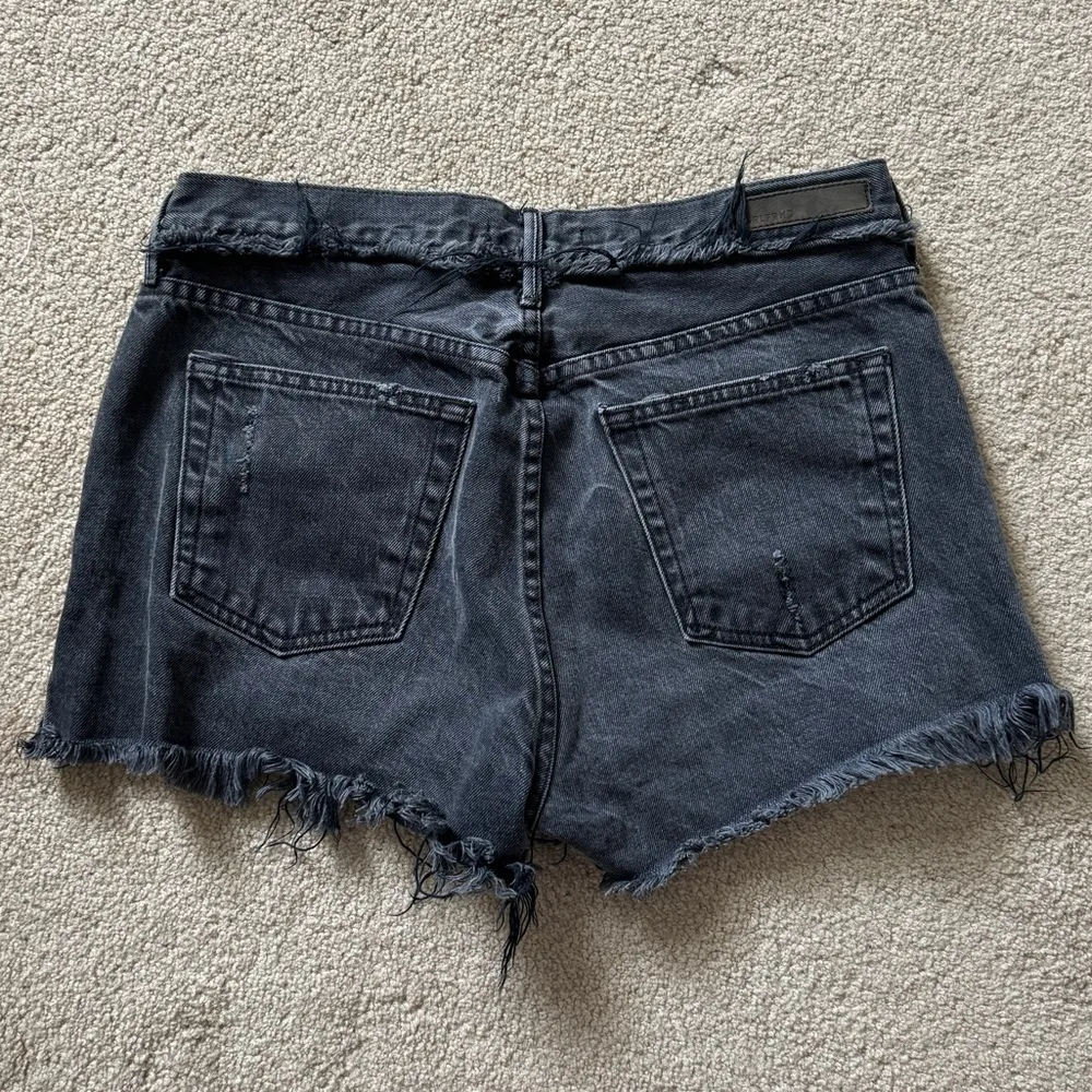GRLFRND Karolina Shorts Size 30 Black Fray Hem cut off high waisted button fly - Image 6