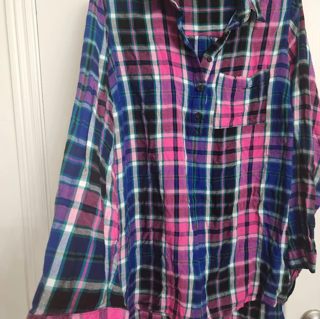 Lane Bryant 16  Colorful Plaid Button-Up Shirt - Image 4