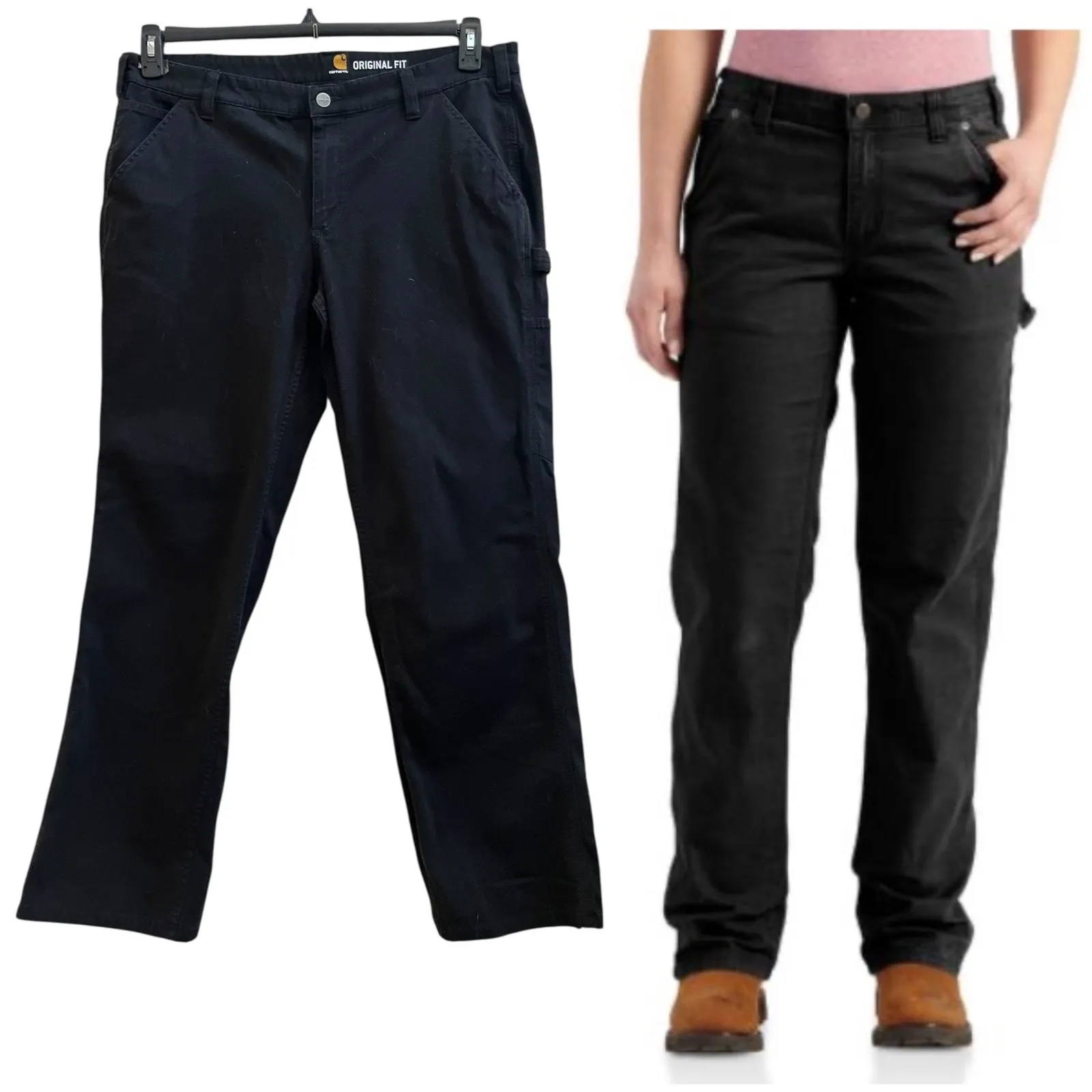 Carhartt Women’s Black Original Fit Rugged Loose Fit Canvas Work Pant Size 16 - Image 3