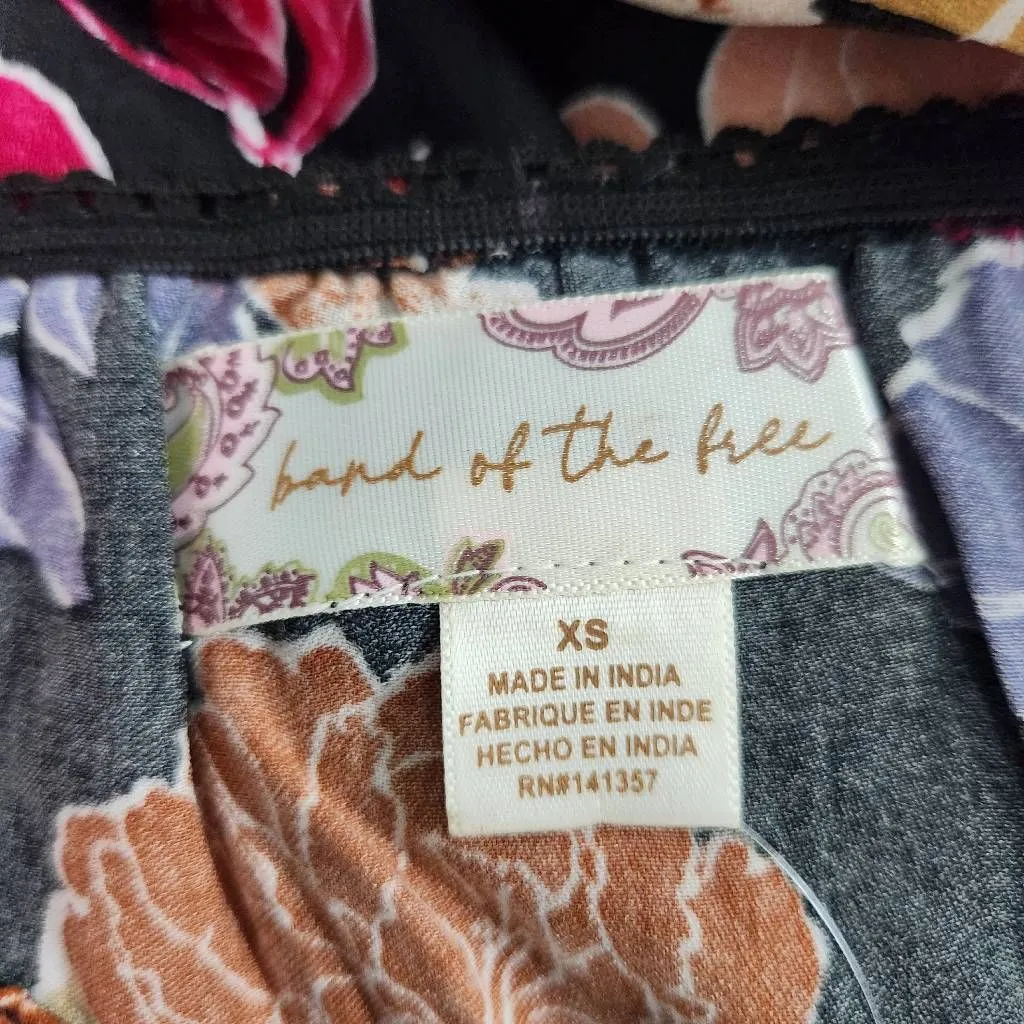 Band of the Free Black Floral Boho Midi Slip Skirt Size XS NWT Black Boho Skirt - Image 7