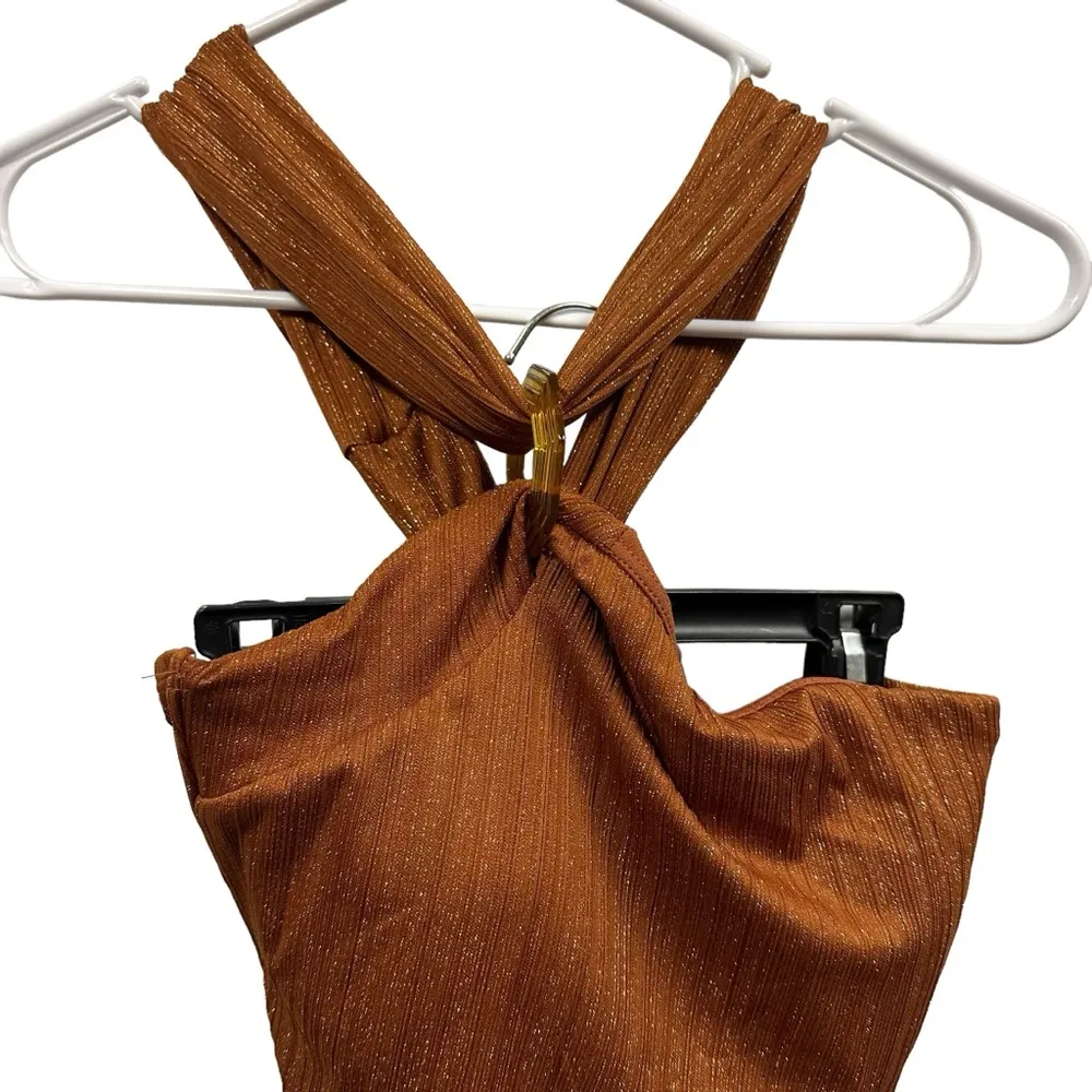 Time&Tru One Shoulder One Piece Swimsuit Brown Shimmer Womens Large 12- 14 - Image 7