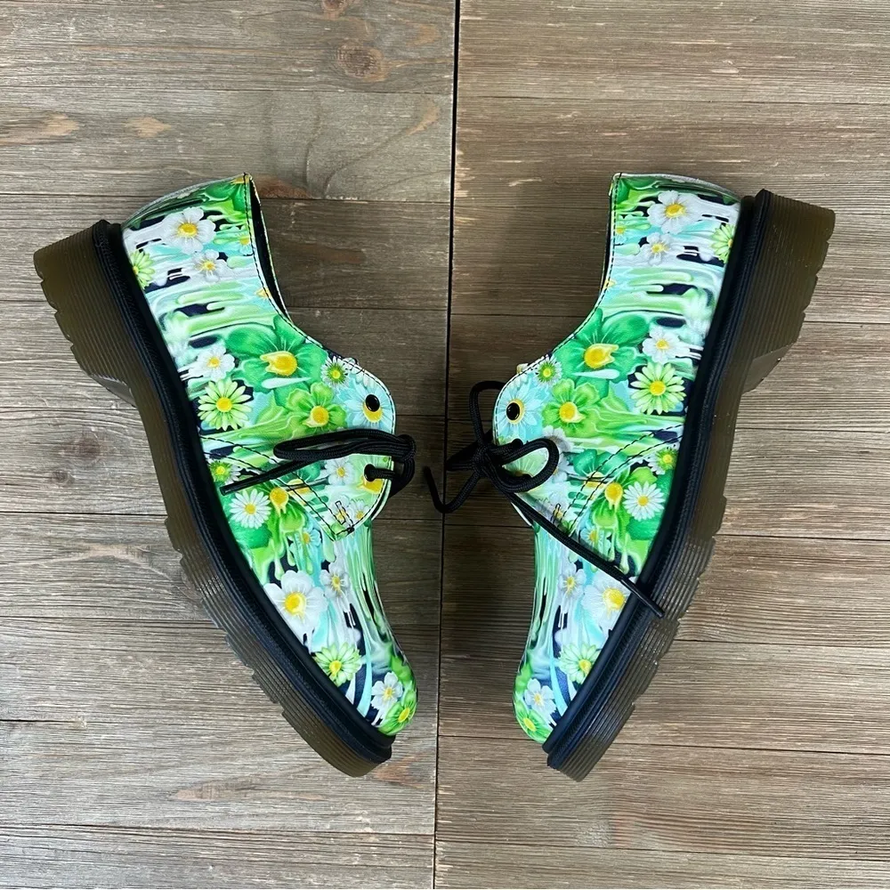 Dr. Martens 1461 Oxford Green Slime Floral Paint Slick Shoes - Image 4