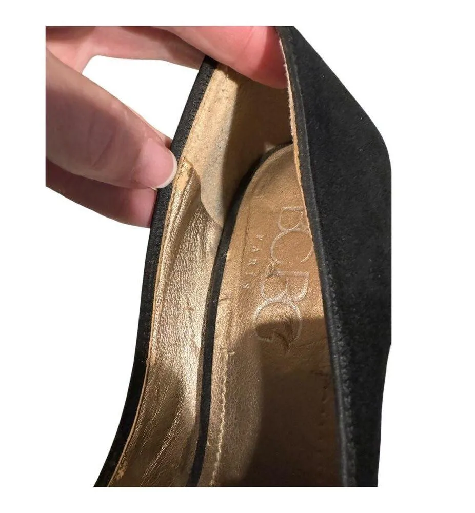 BCBG Paris Phynia Clove Black Suede Pump with net bow size 7.5 - Image 12