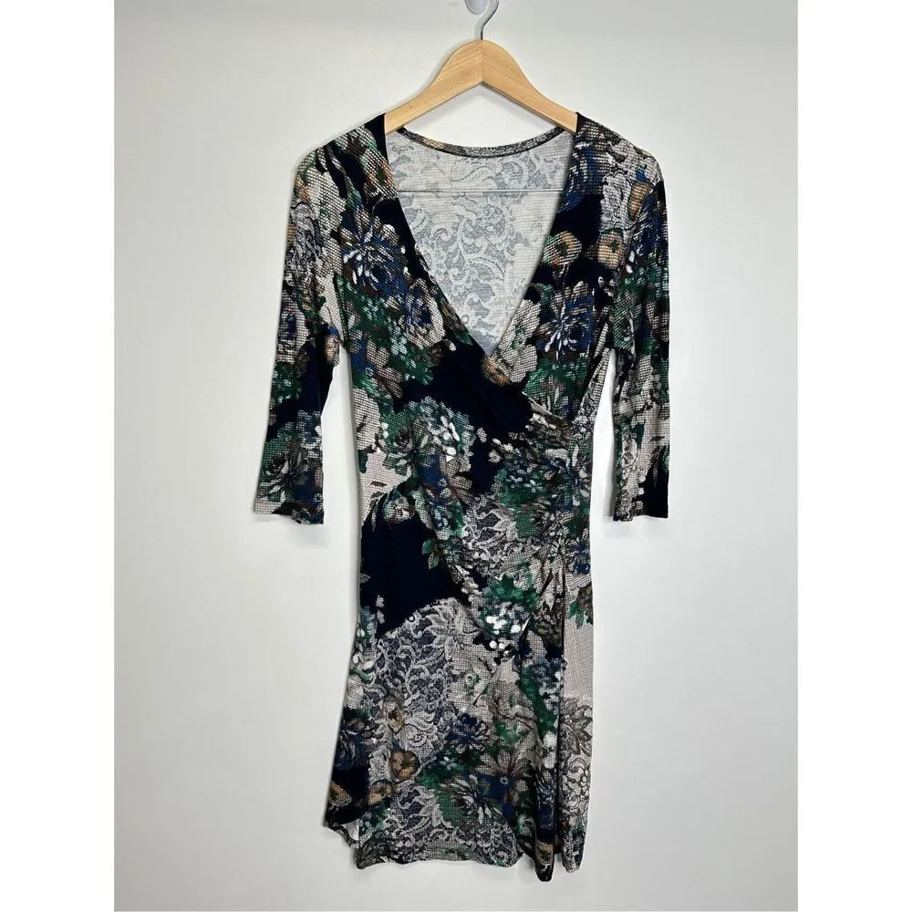 Floral Wrap Dress Womens Large Multicolor Half Sleeve Made‎ in Italy - Image 7