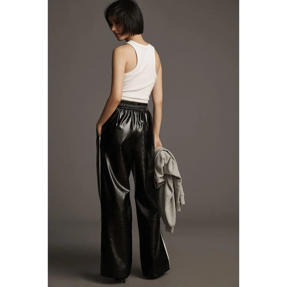 Anthropologie Maeve Faux Patent Leather Sporty Pull-On Pants - Image 8