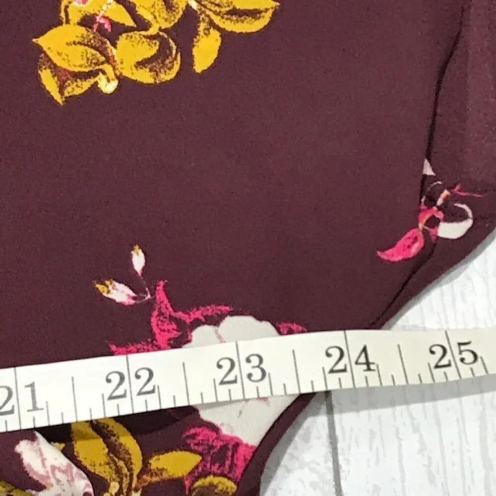 CHELSEA28 Plum Marigold Retro Floral Wrap Top Size Medium - Image 6