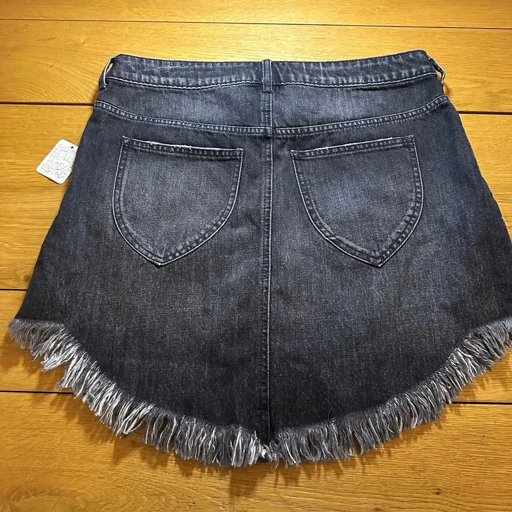 NWT Free People denim mini skirt womens 31 Bailey maverick black - Image 13