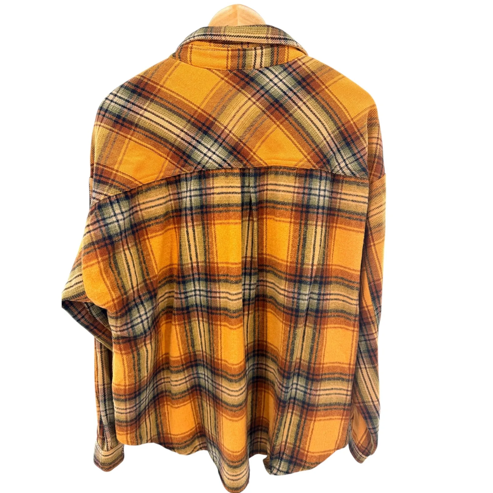UMGEE USA Oversized Plaid Shacket Jacket Yellow Orange Button Down NWT M Size M - Image 8
