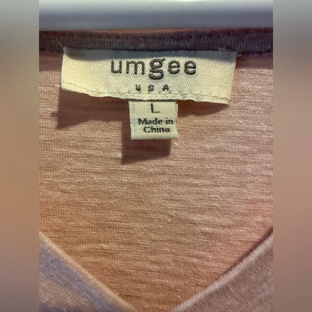 Umgee Womens Lace Boho Tunic Top Pink Cream 3/4 Sleeve V-Neck - Image 6