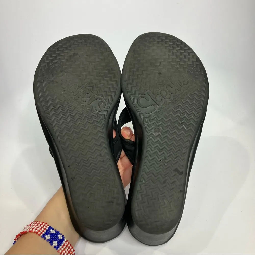 Skechers black wedge‎ sandals casual comfortable minimalist women’s size 10 - Image 6
