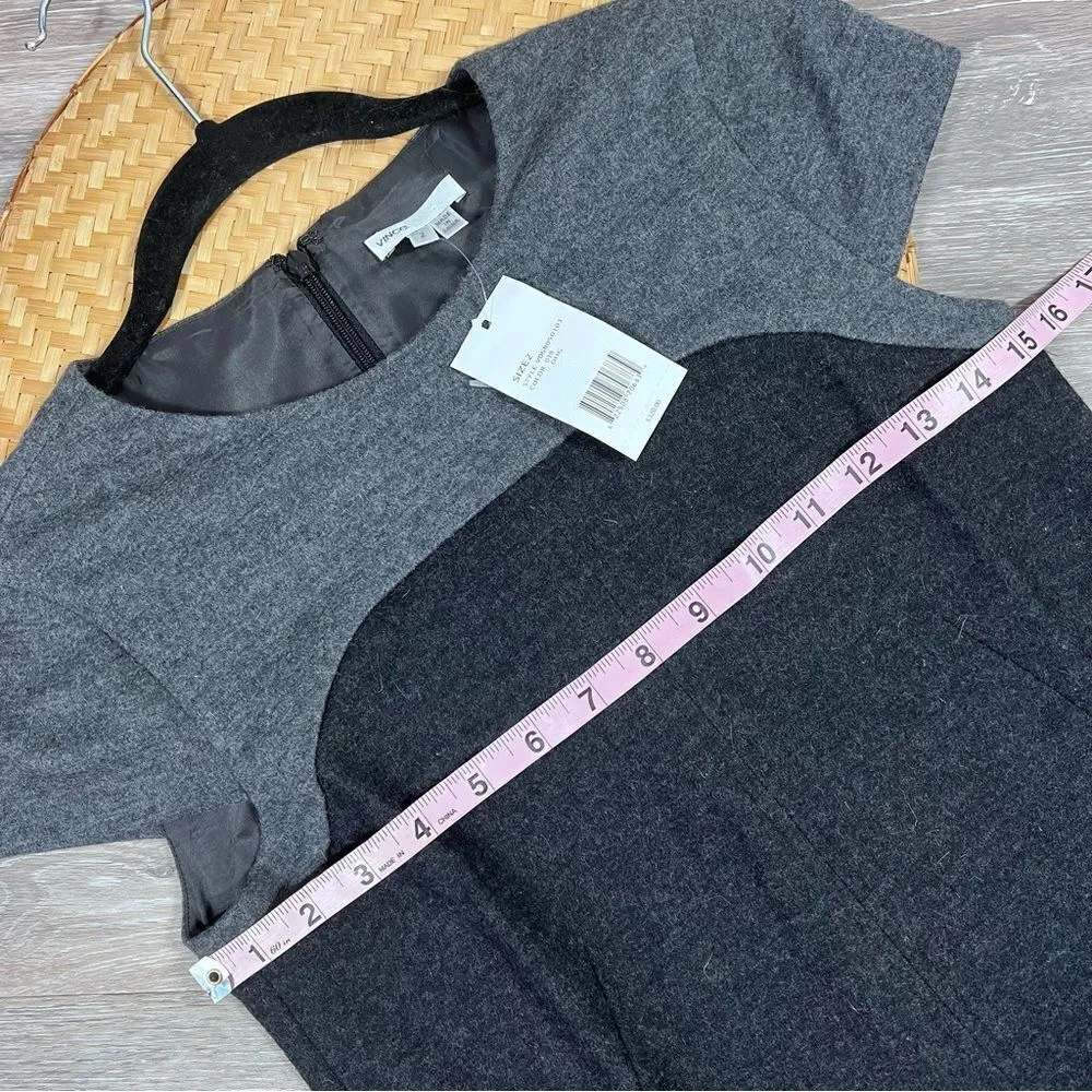 Nwt Vince gray colorblock shift dress wool‎ angora blend - Image 6