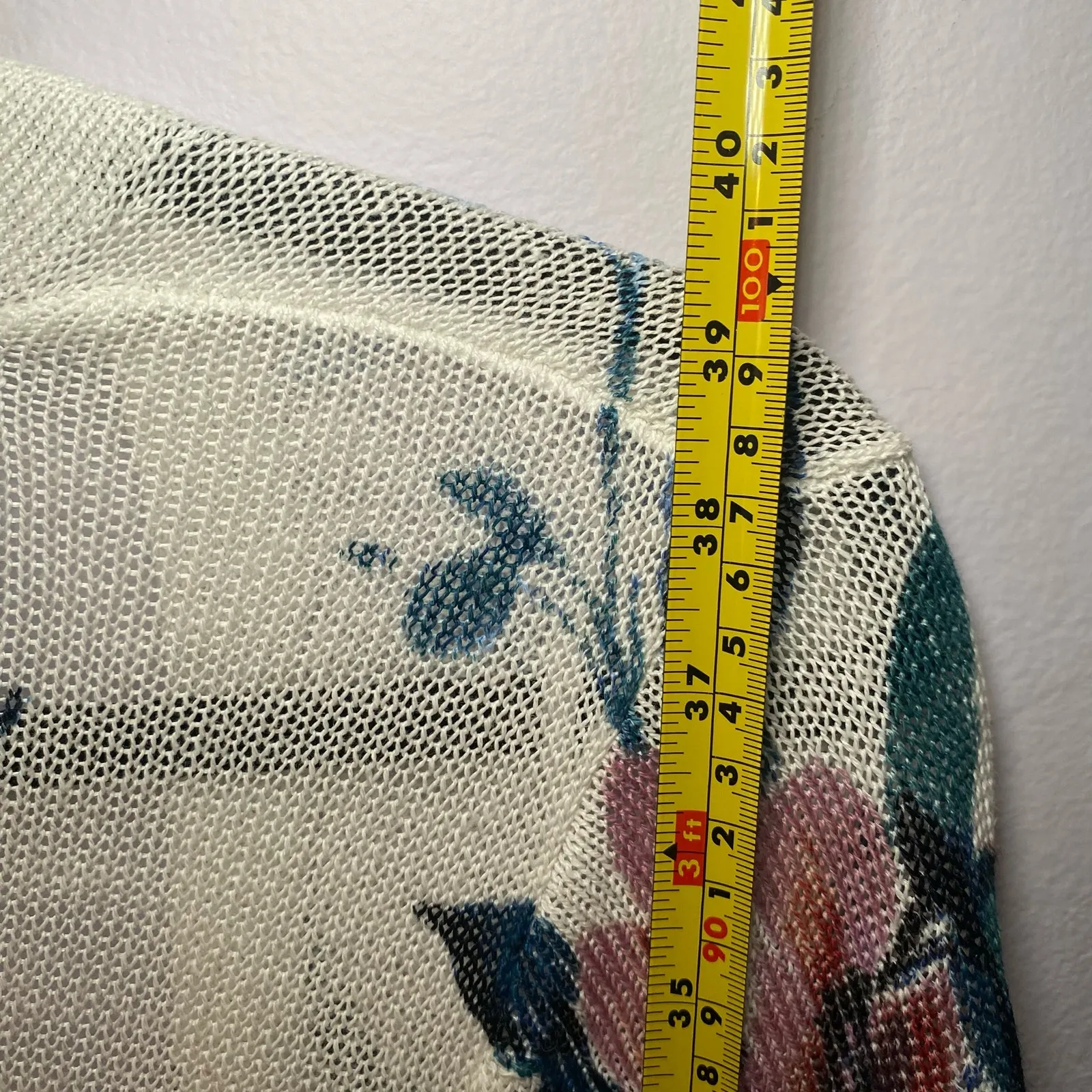 J. Jill White Floral Linen Blend Duster Long Cardigan Minimalist Women's size XS - Image 7