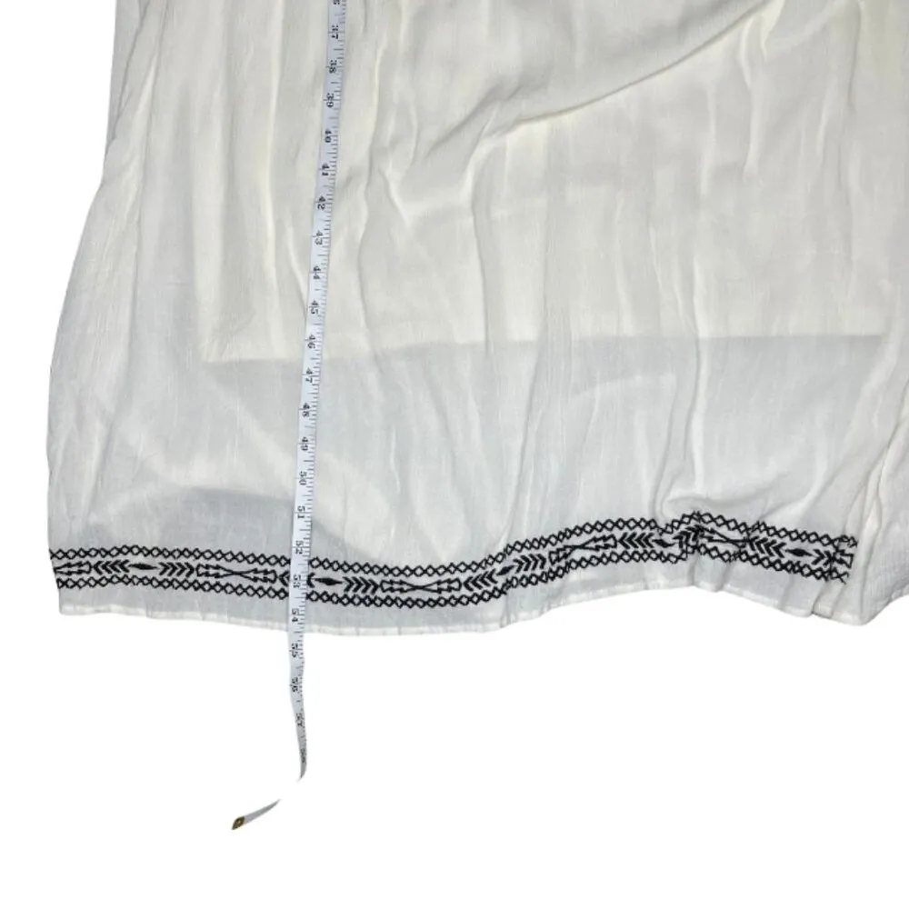 Oso Women's Cotton Maxi Dress Boho Ivory & Black Embroidered Sleeveles Size 1X - Image 7