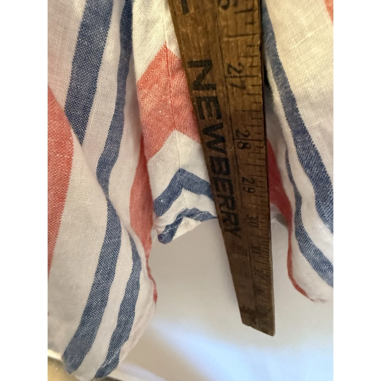 Artisan NY Women Linen‎ Tunic Popover Shirt S Stripe Sunwashed Colors Roll Tab - Image 6