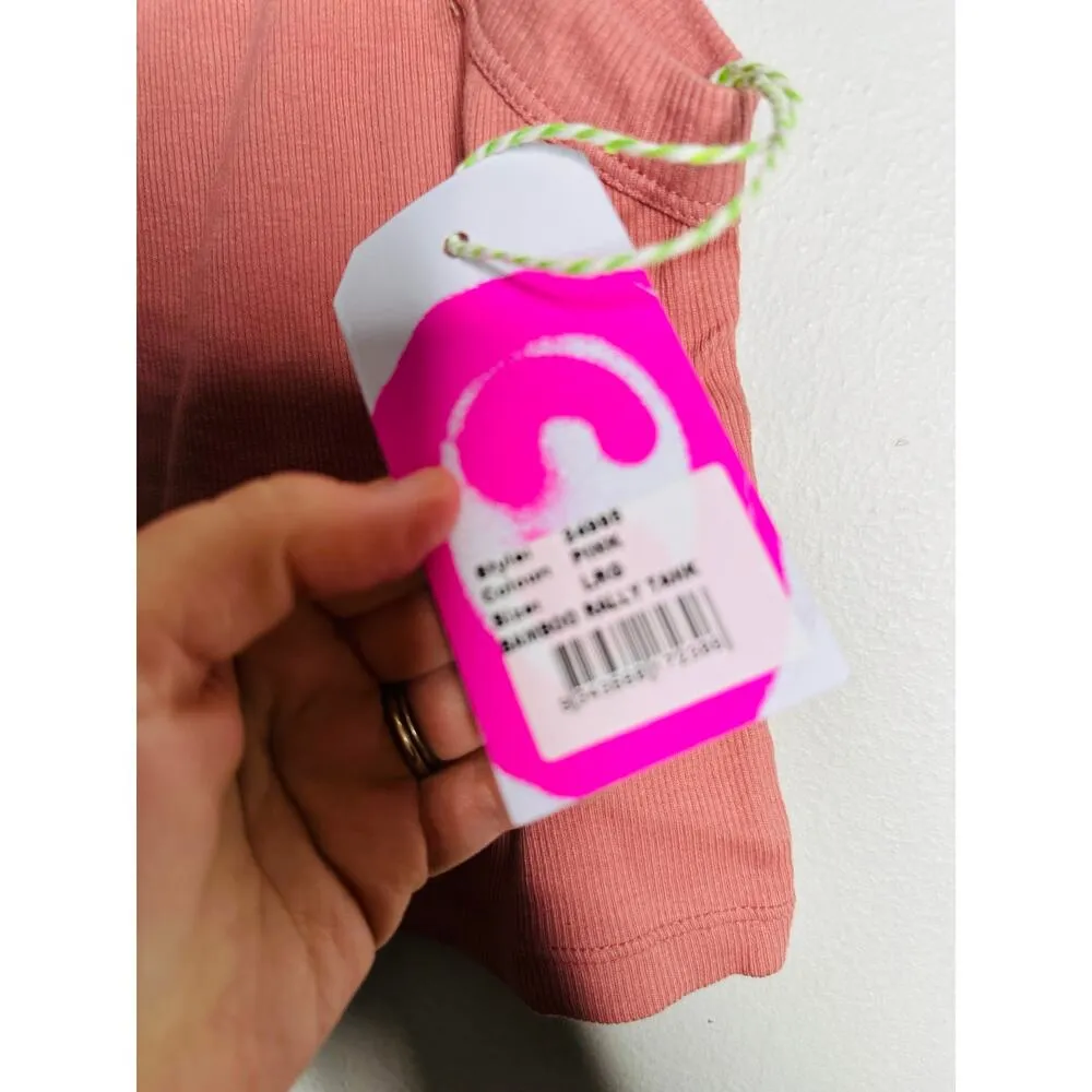 ONE TEASPOON Pink Bamboo Logo Rally Tank Top NWT Size Large - Image 5