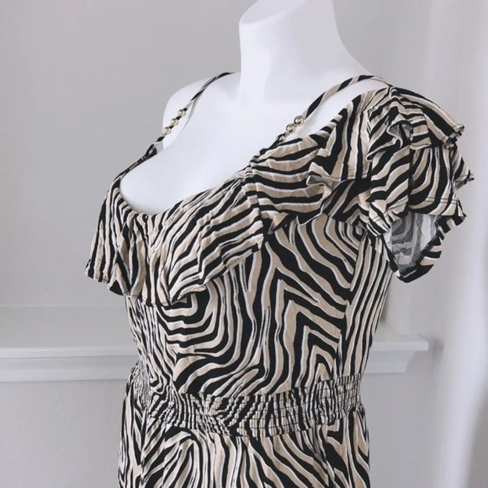 Maxi Dress Animal Print Tiered Cold Shoulder Size XL NWT $120.00 - Image 5
