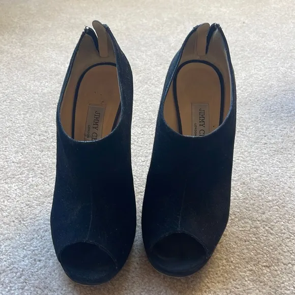Jimmy Choo suede peep-toe platform heeled booties - Image 2