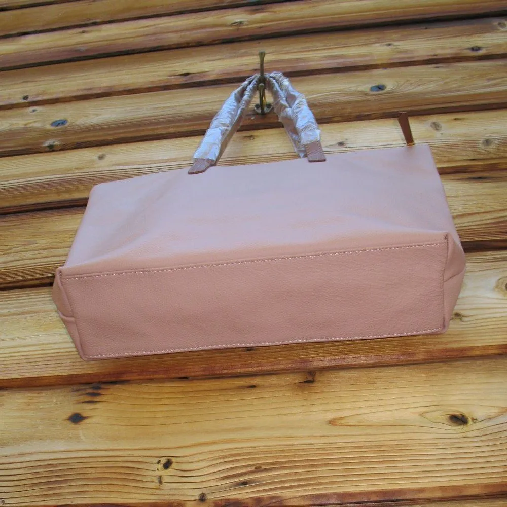 Joy Mangano Pink Leather Tote Bag Pink - Image 9