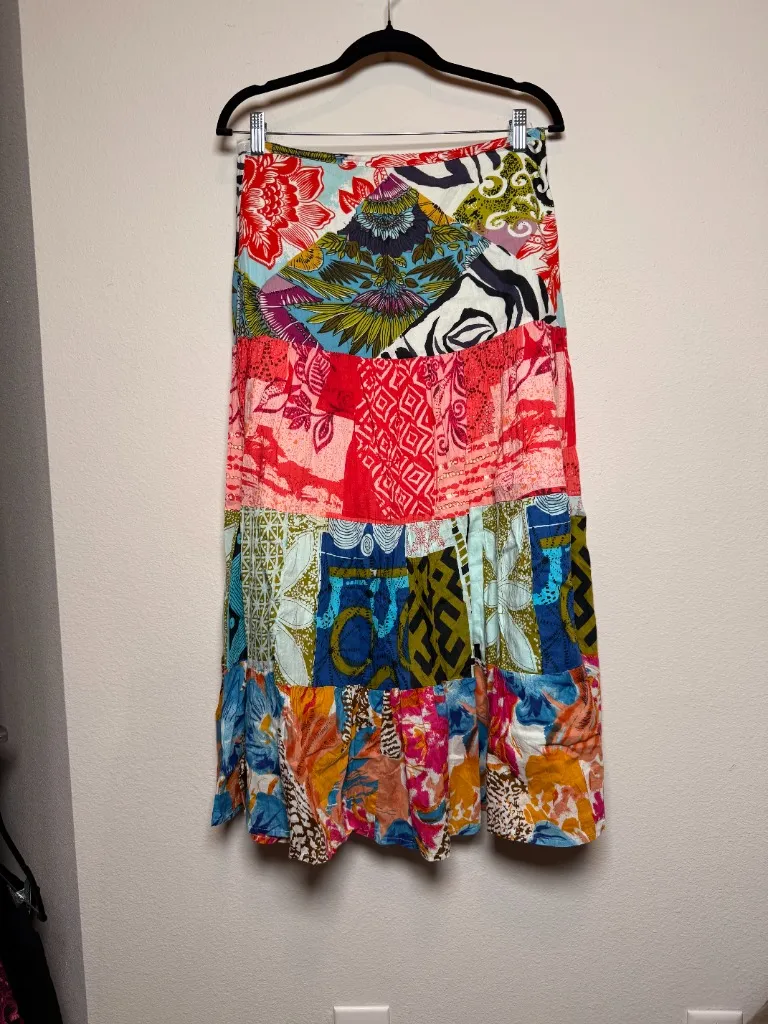 WhimsyGoth Colorful Patchwork Boho Maxi Skirt - Image 5