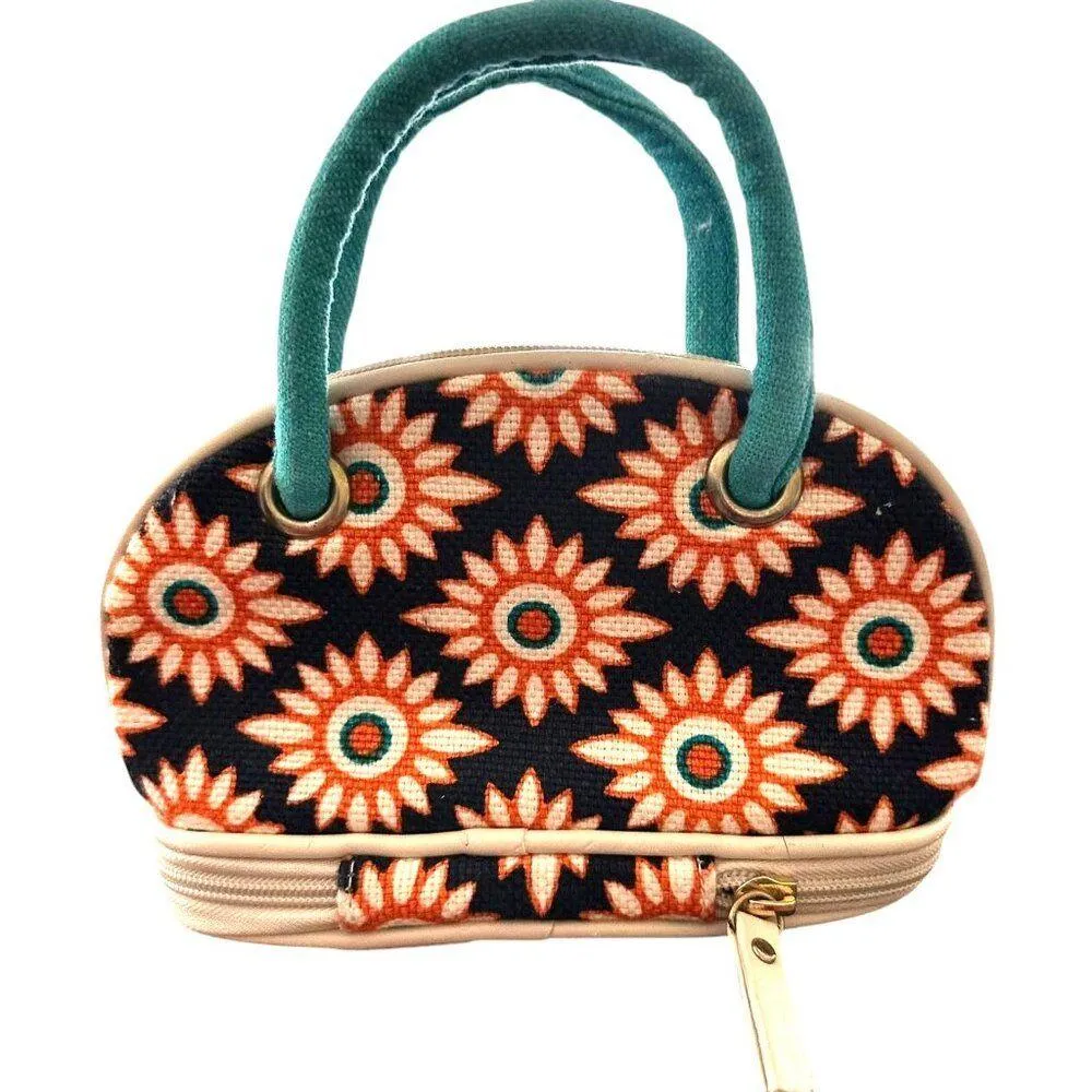Spartina 449 Cosmetic Makeup Bag Small Tote Floral Zipper Compartments R… - Image 2