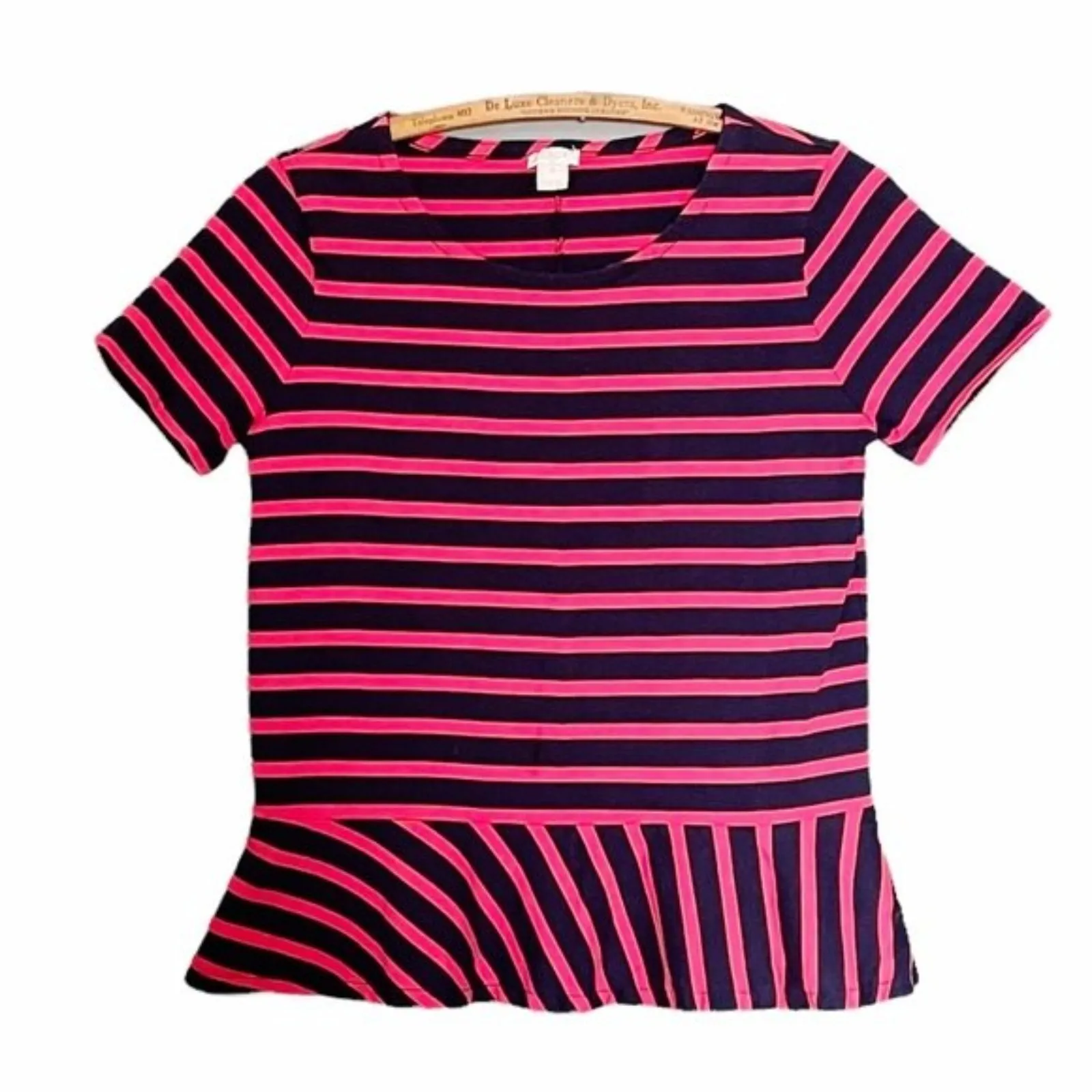 J. Crew Peplum Top Striped Short Sleeve Red & Blue Shirt Size XS Nautical Preppy - Image 8