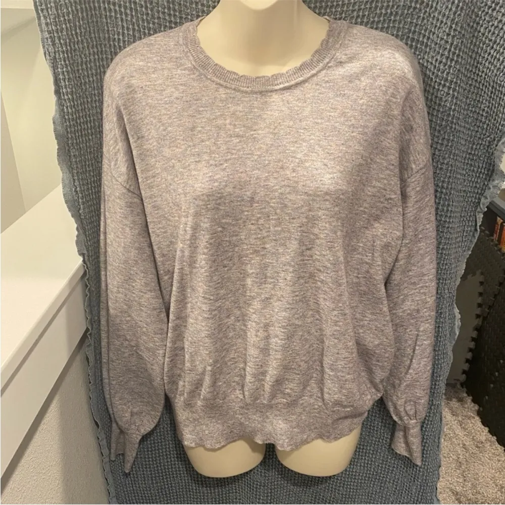 Ella Moss  Puff Sleeve Scallop Edge Lavender Heather Sweater - Image 9