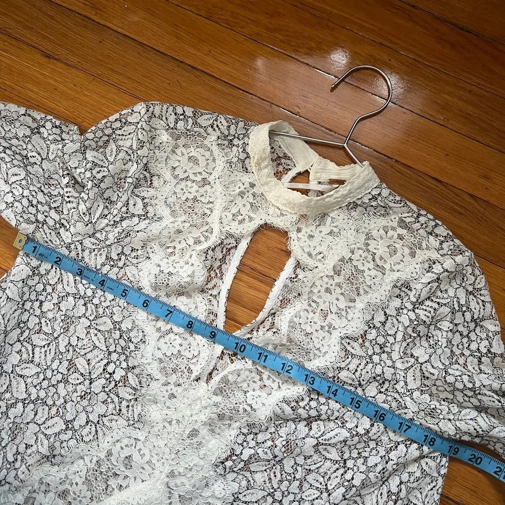 Free People New Tell Tale Lace Tunic Dress in Ivory Size S - Image 9