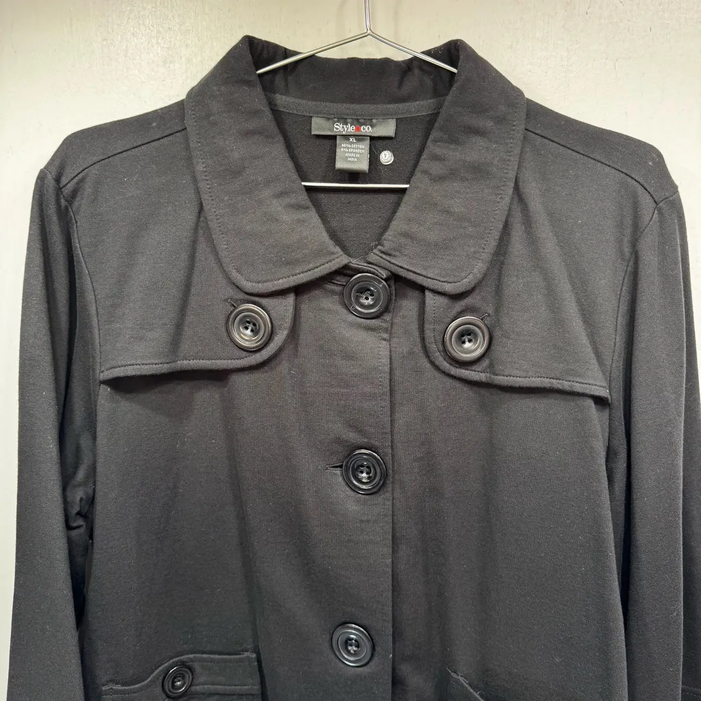 Style & Co Chicago Jacket Black Lightweight Knit Mid Length City Chic Size XL - Image 3