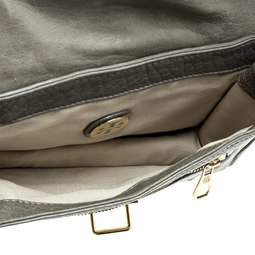 Tory Burch Grey Leather Envelope Clutch - Image 7