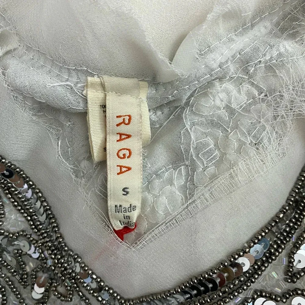 RAGA White‎ Sheer Silver Sequin Beaded Dress - Image 9