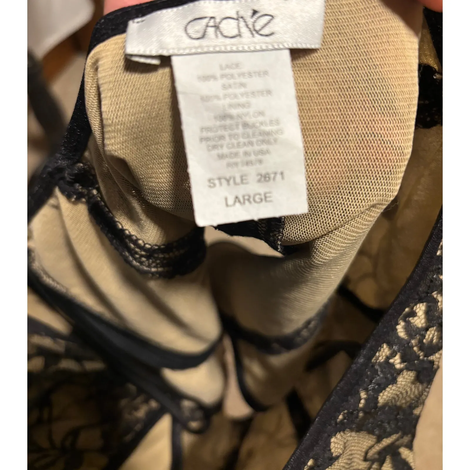 Cache Black Lace Floral Overlay Nude Mesh V Neck Halter Rhinestone Buckle Sz L - Image 7