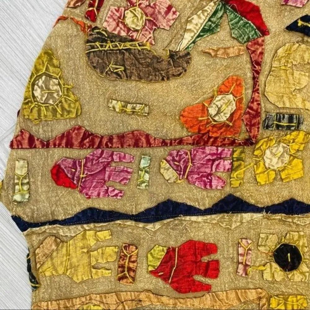 Sacred threads fall tone cotton sweater cardigan jacket with elephants quilted L - Image 6