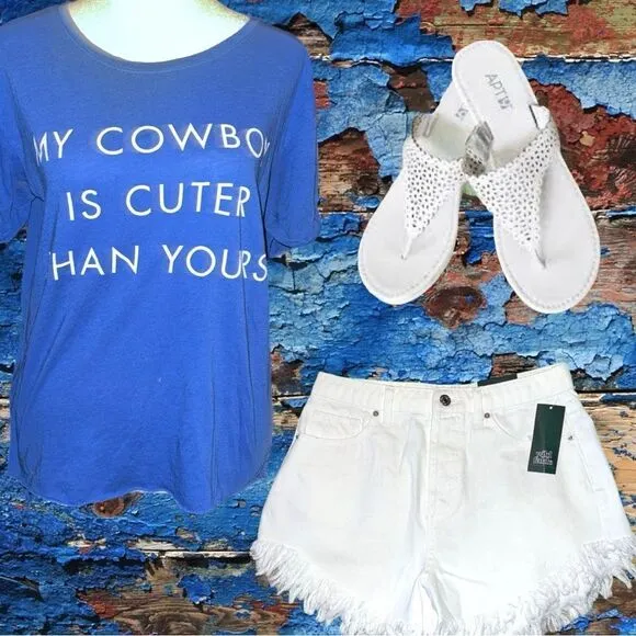 Junk food brand cute blue cowgirl tee with fun sayings on front! Blue Size XS - Image 2