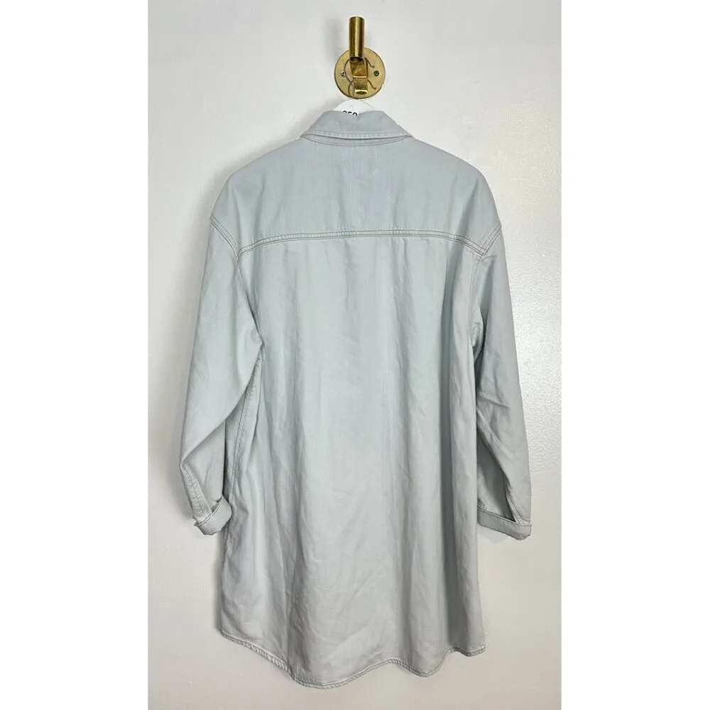 AGOLDE Mazie Long Sleeve Nonstretch Denim Shirtdress in Wash Vague Size Medium - Image 8