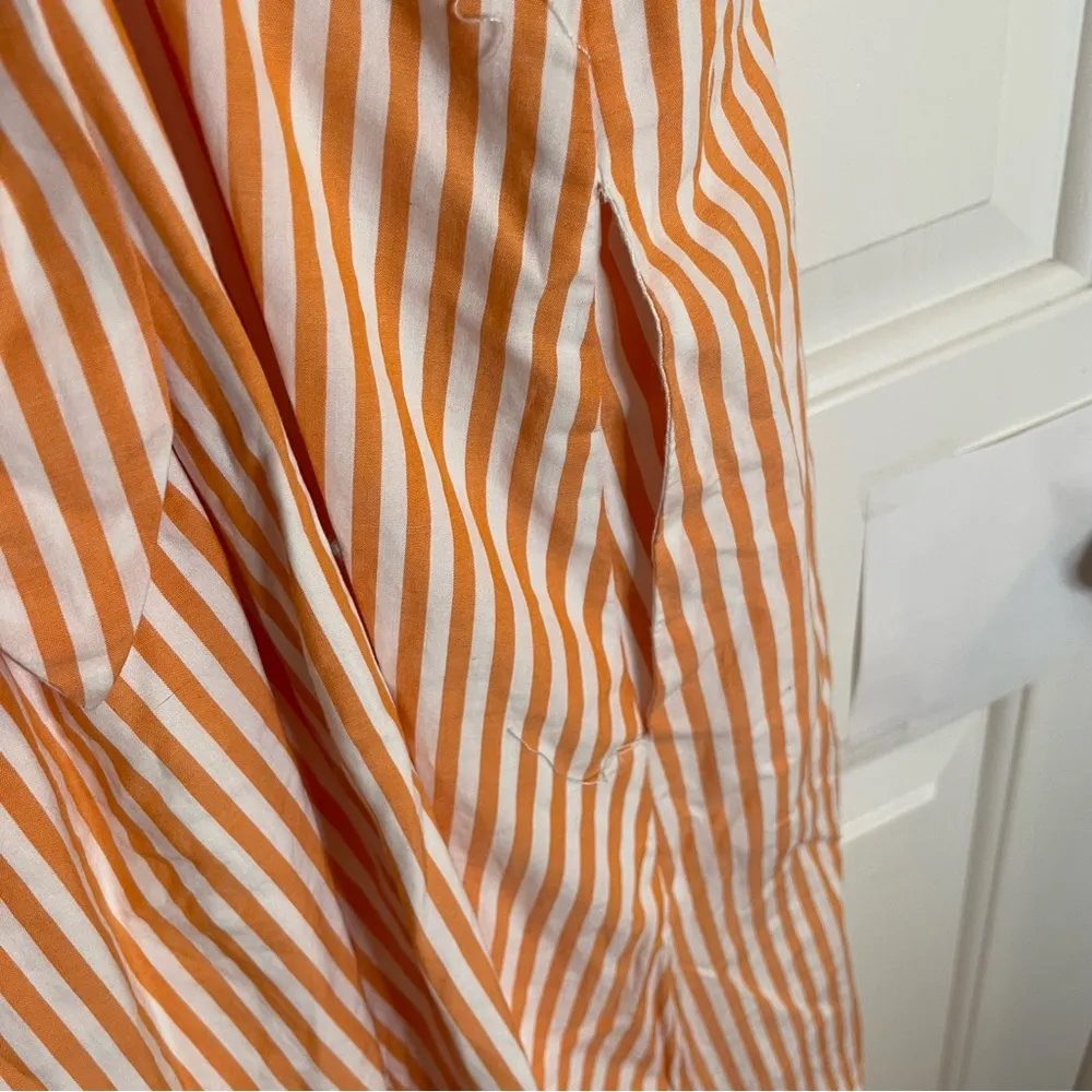Skies Are Blue Striped Orange & White Maxi Dress V-Neckline Size Large ruffle - Image 7