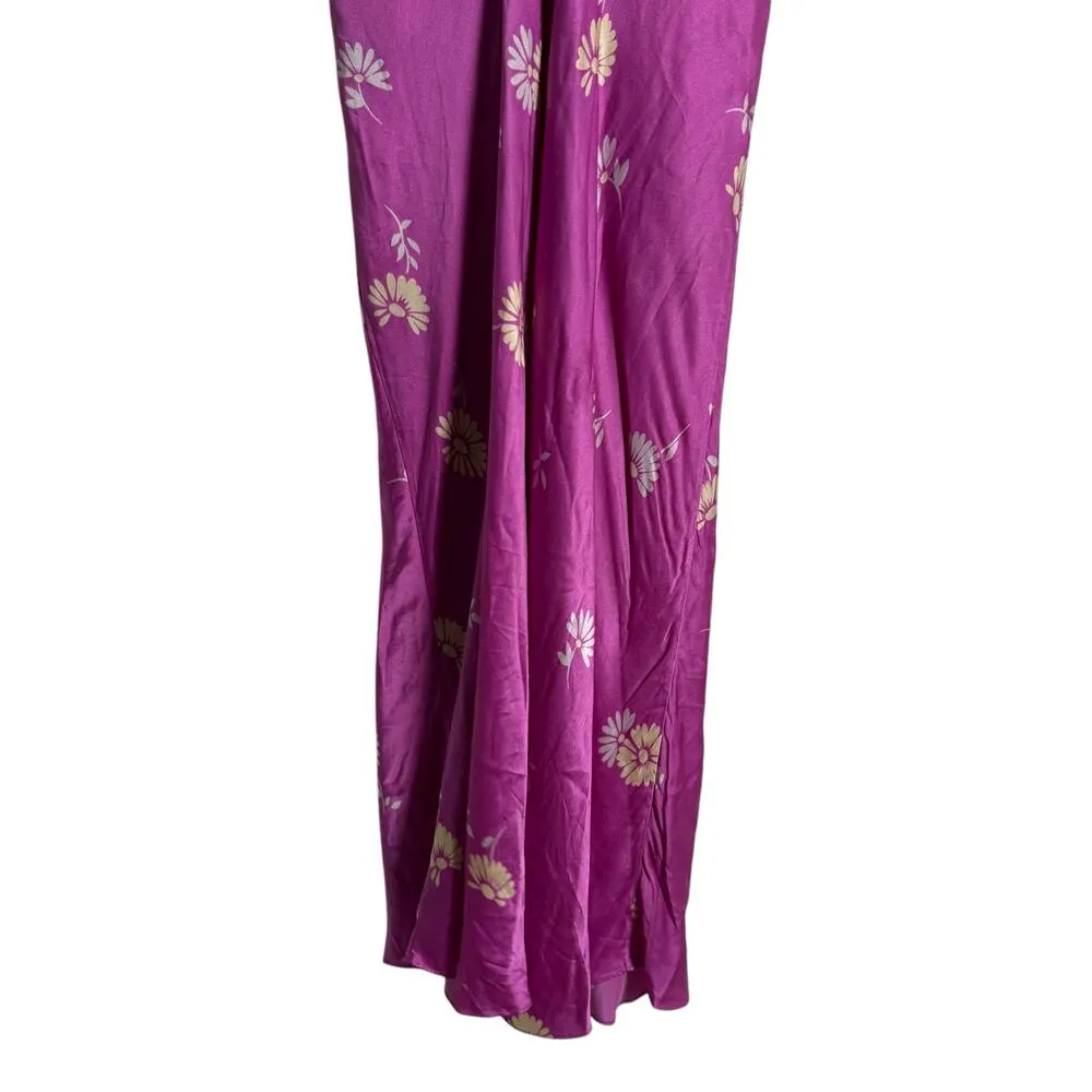 Equipment Sabelia Pink Silk Satin Floral Print Slip Midi Dress Size Medium - Image 12