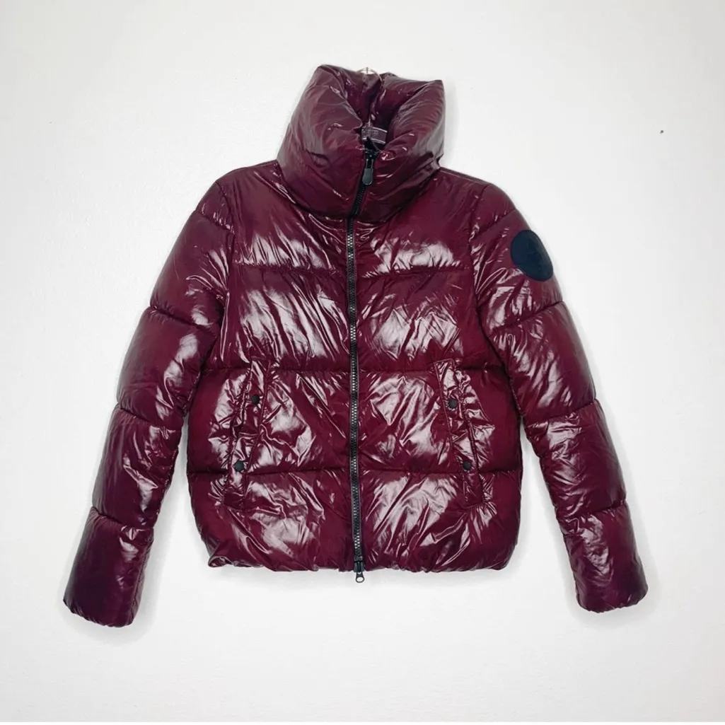 Save the Duck Short Jacket Puffer Hooded Burgundy Size L Purple Size L - Image 10