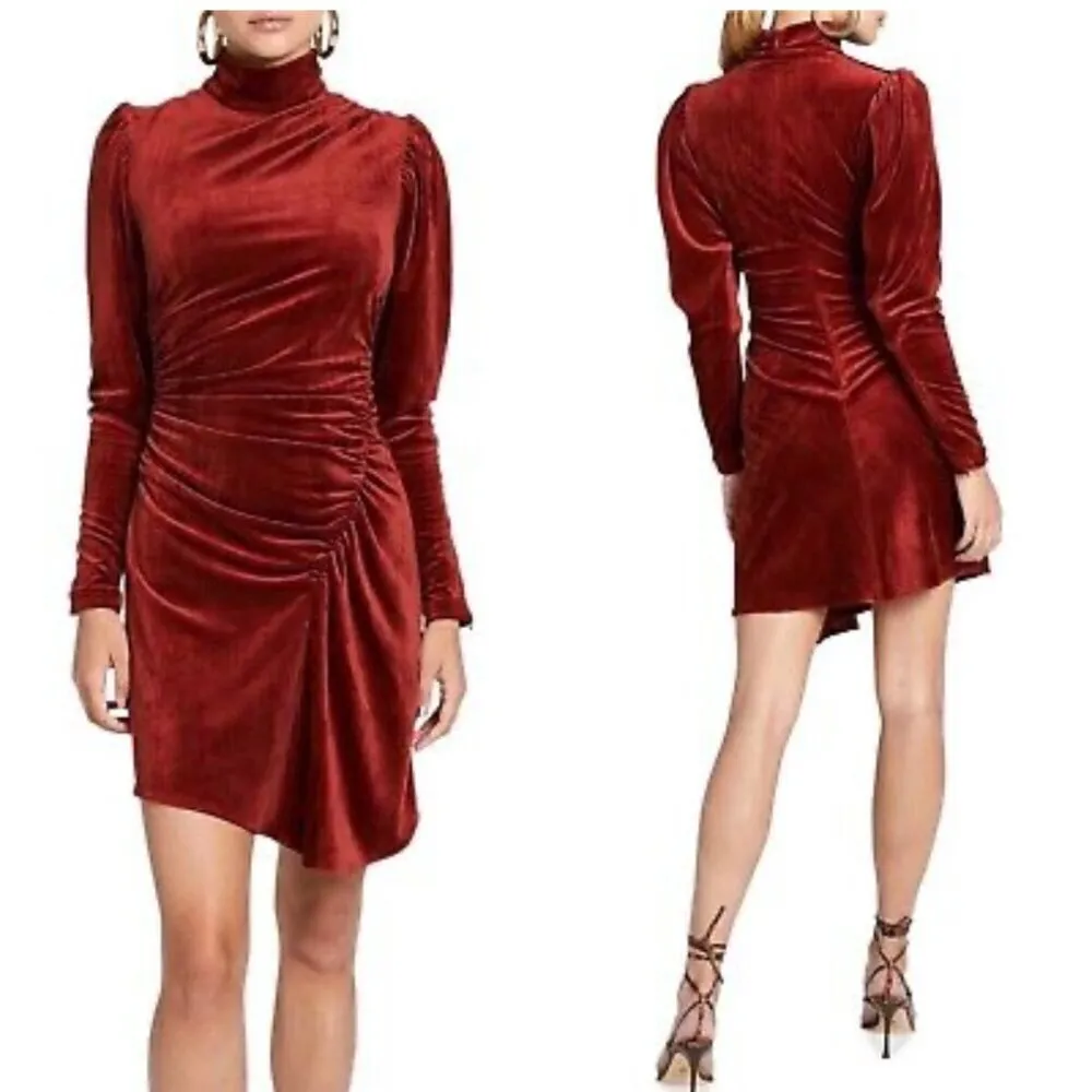 A.L.C. Marcel Long‎ Sleeve Corduroy Cocktail Dress Burnt Sienna Orange Size 2 - Image 2