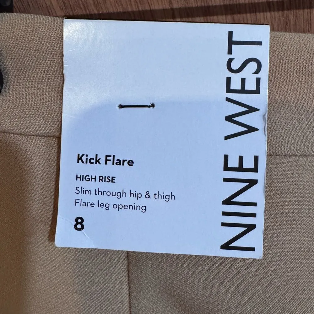 Nine West NWT  Tan kick flare dress pants size 8 - Image 6