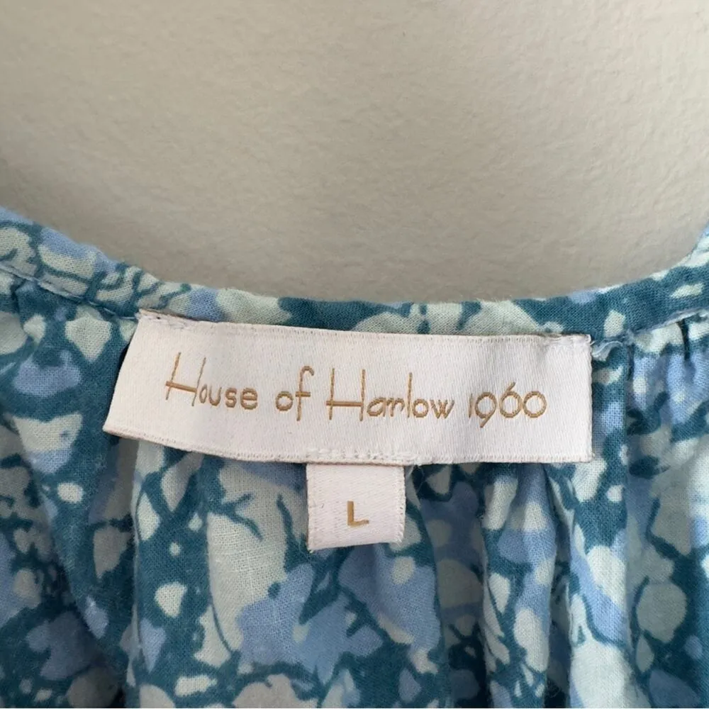 Revolve House of Harlow 1960 floral mini dress short bow balloon sleeve ruffle L - Image 8