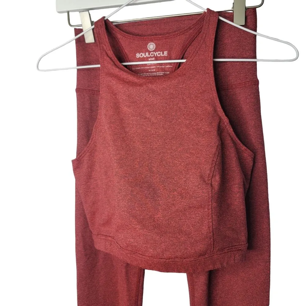 Soul Cycle Red Star Bra & Capri Leggings Set Sz Small - Image 4