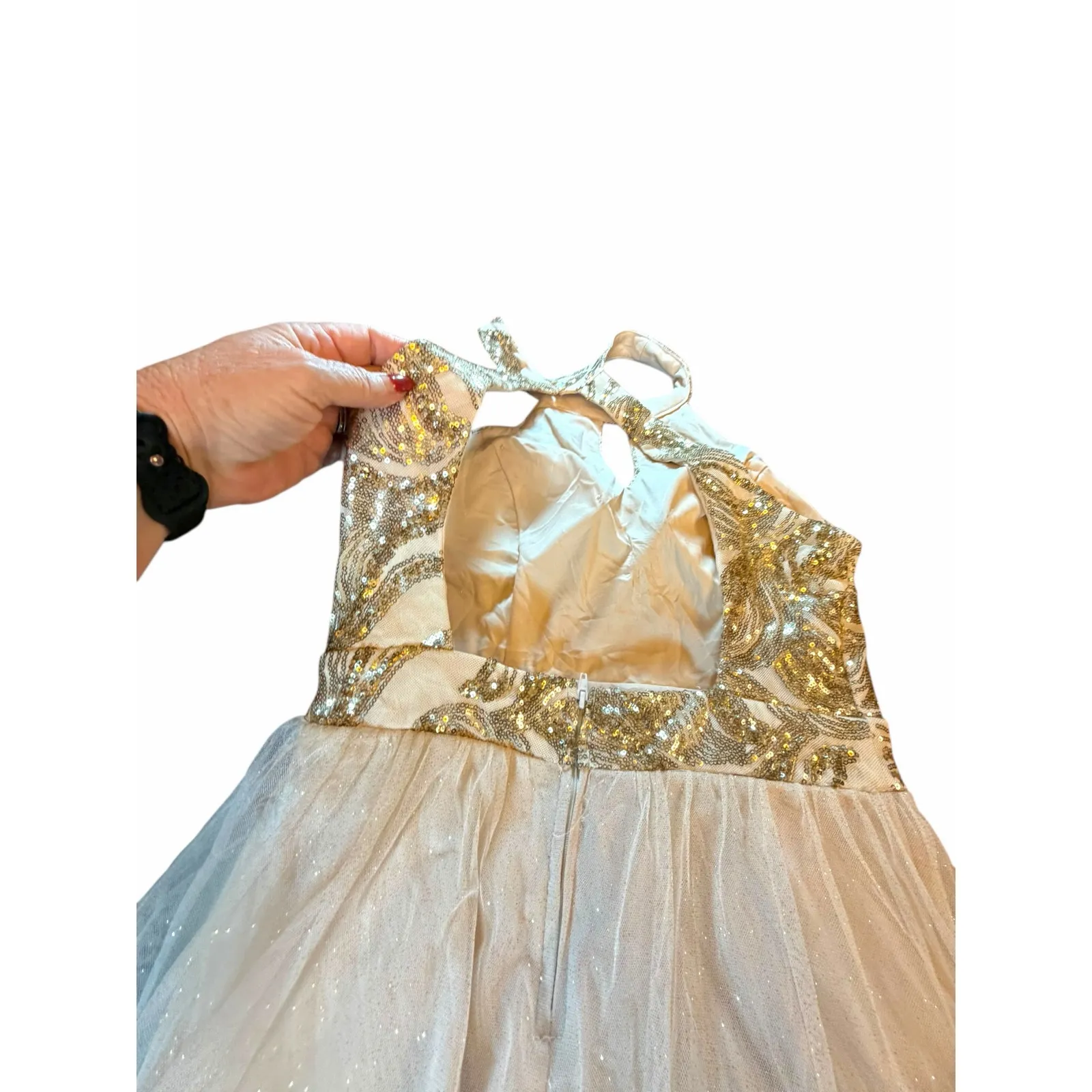 NWT Windsor Gold Sequin Halter Dress - Size 9 - Image 16