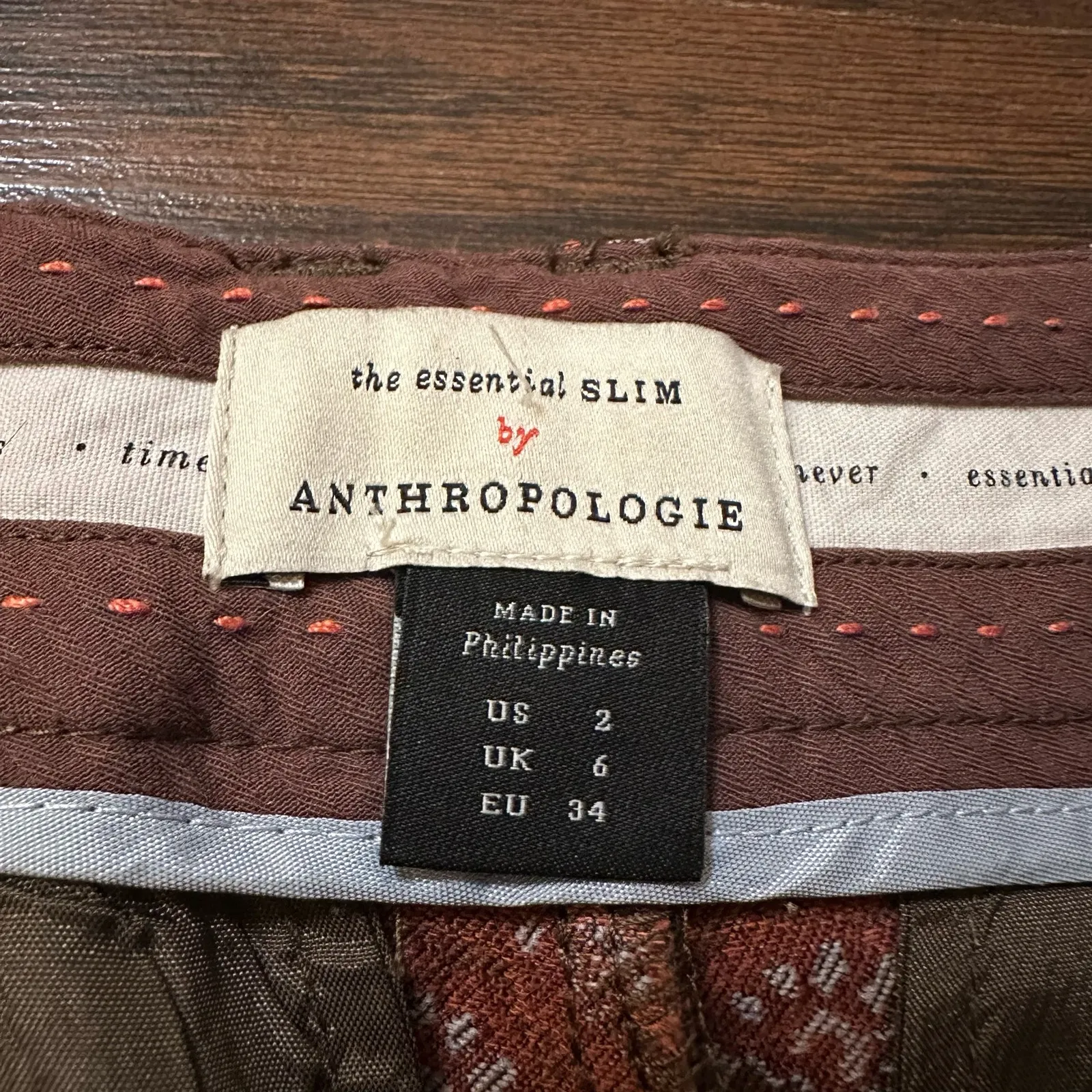 Anthropologie the essential slim brown floral print pants size 2 - Image 7