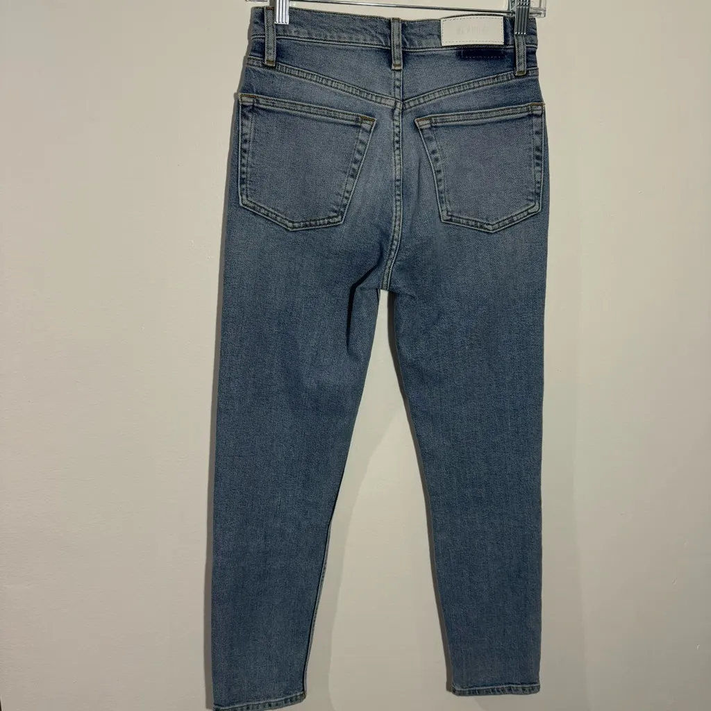 New RE/DONE 90s High-Rise Ankle Crop Jeans In Mid 90s Wash Button Fly Size 25 - Image 5