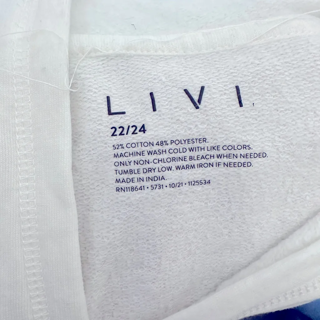 LIVI Lane Bryant HOODED TIE DYE BLUE WHITE Sweatshirt COVERUP Dress Size undefined - Image 6