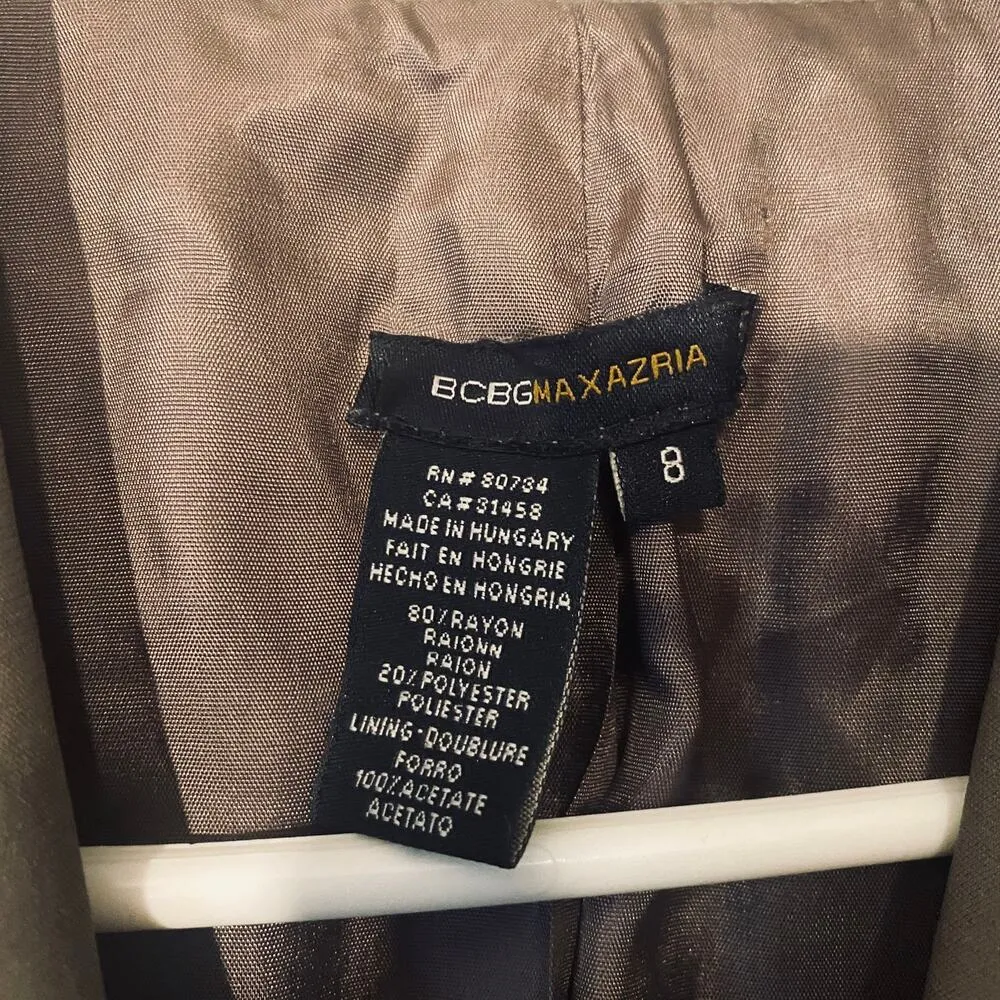 BCBGMaxazria Brown Two Button Collared Career Formal Blazer Women SZ 8 - Image 5