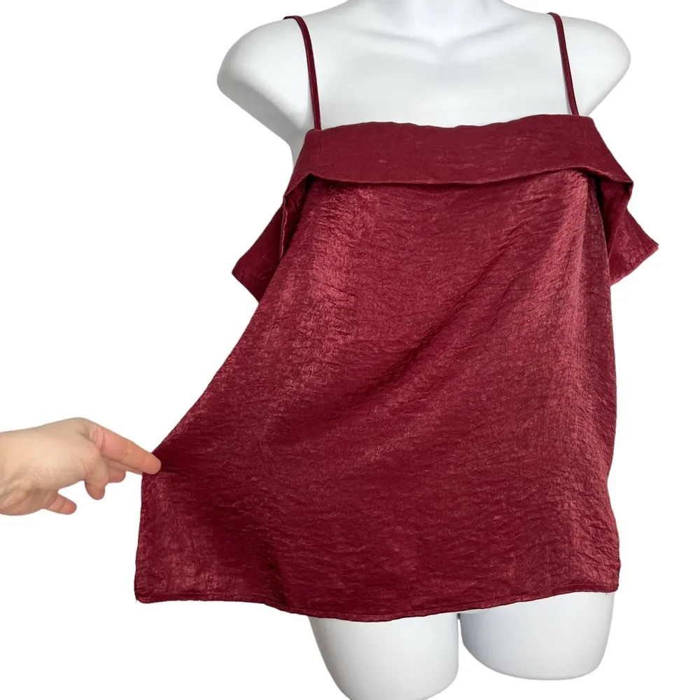 Burgundy Wine Off The Shoulder Spaghetti Strap Blouse - Image 3
