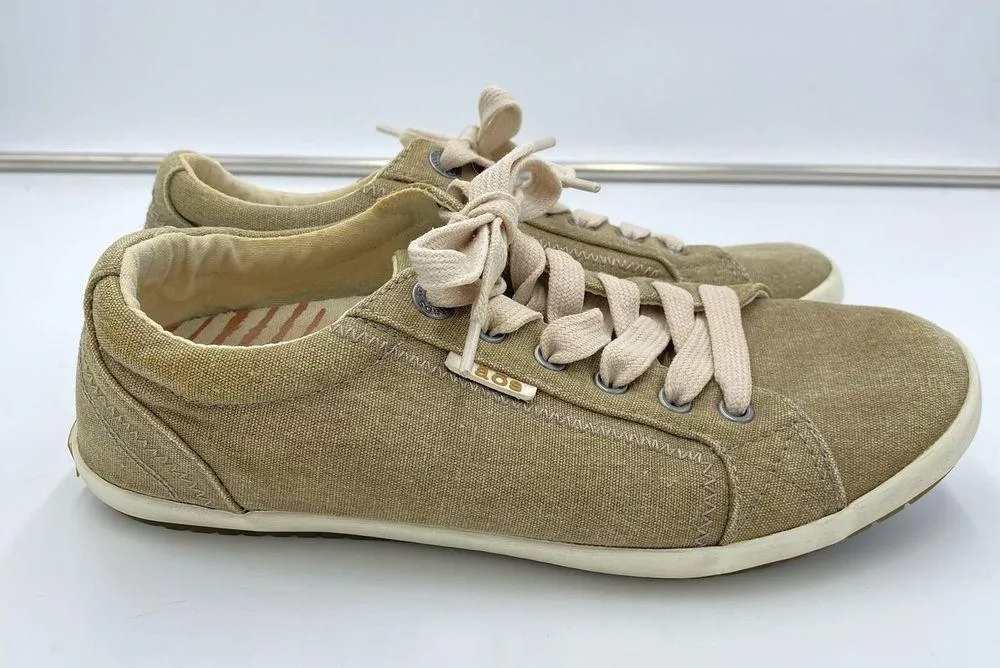 Taos Women's Light Brown Star Khaki Wash Canvas Low Top Sneaker Size US 8 - Image 4