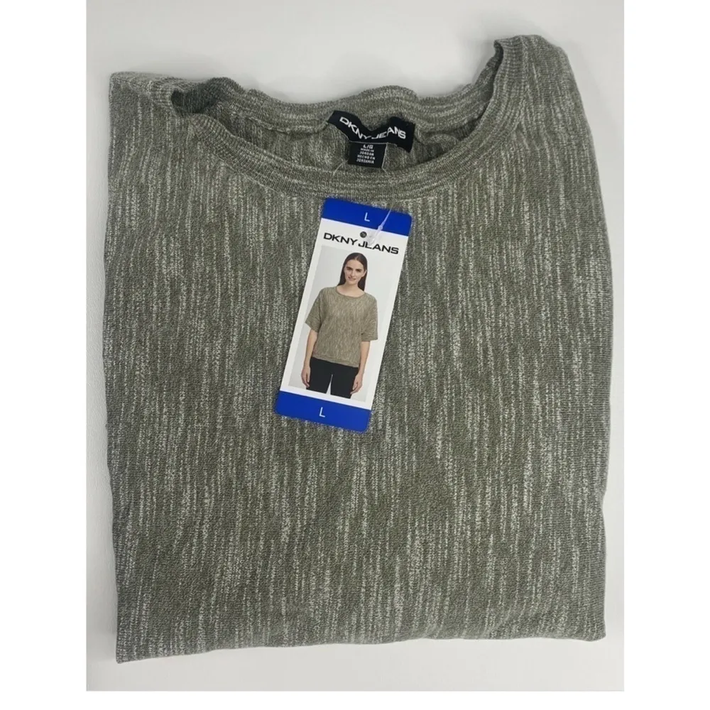 DKNY NWT Jeans Sage & White Soft Dolman Short Sleeve Casual Career Sweater S… - Image 11