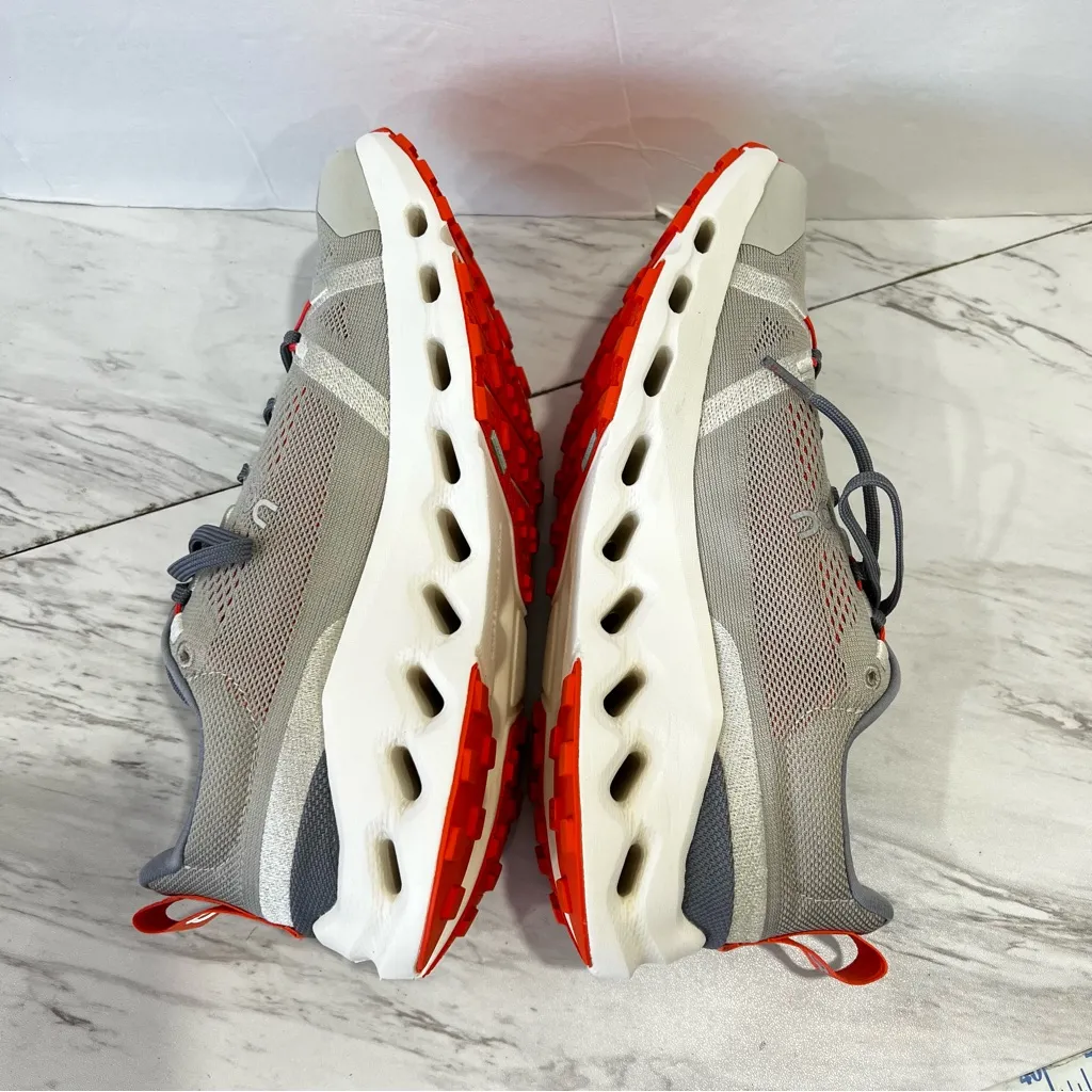 On Running Cloudsurfer Trail Women's Size 10.5 Athletic Shoes Gray Orange Ivory - Image 4